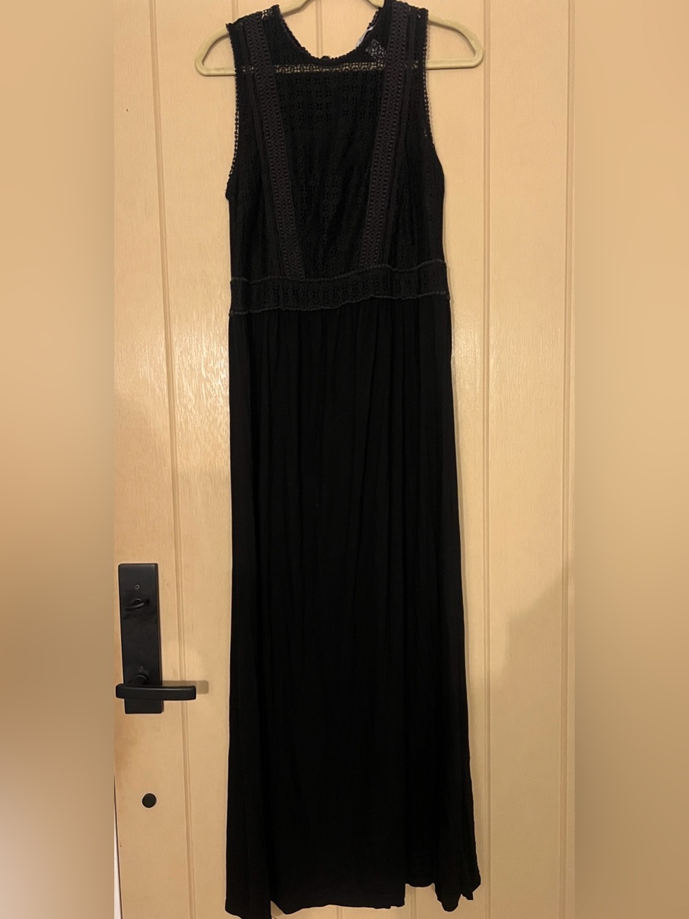 H&M Black Crochet-Trim Sleeveless Maxi Dress